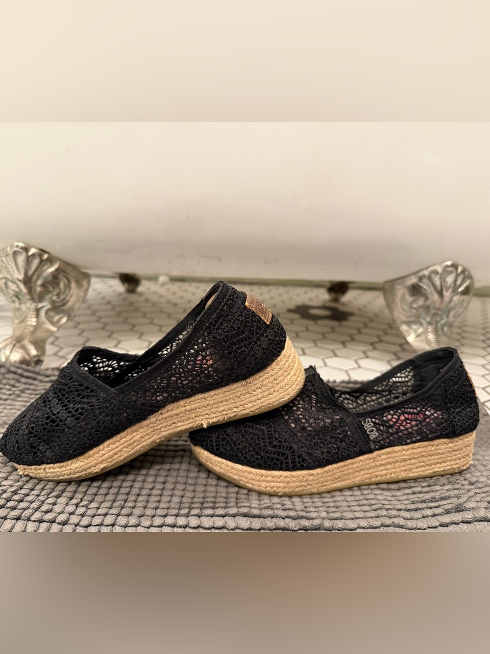 BOBS from Skechers Black Crochet Espadrilles